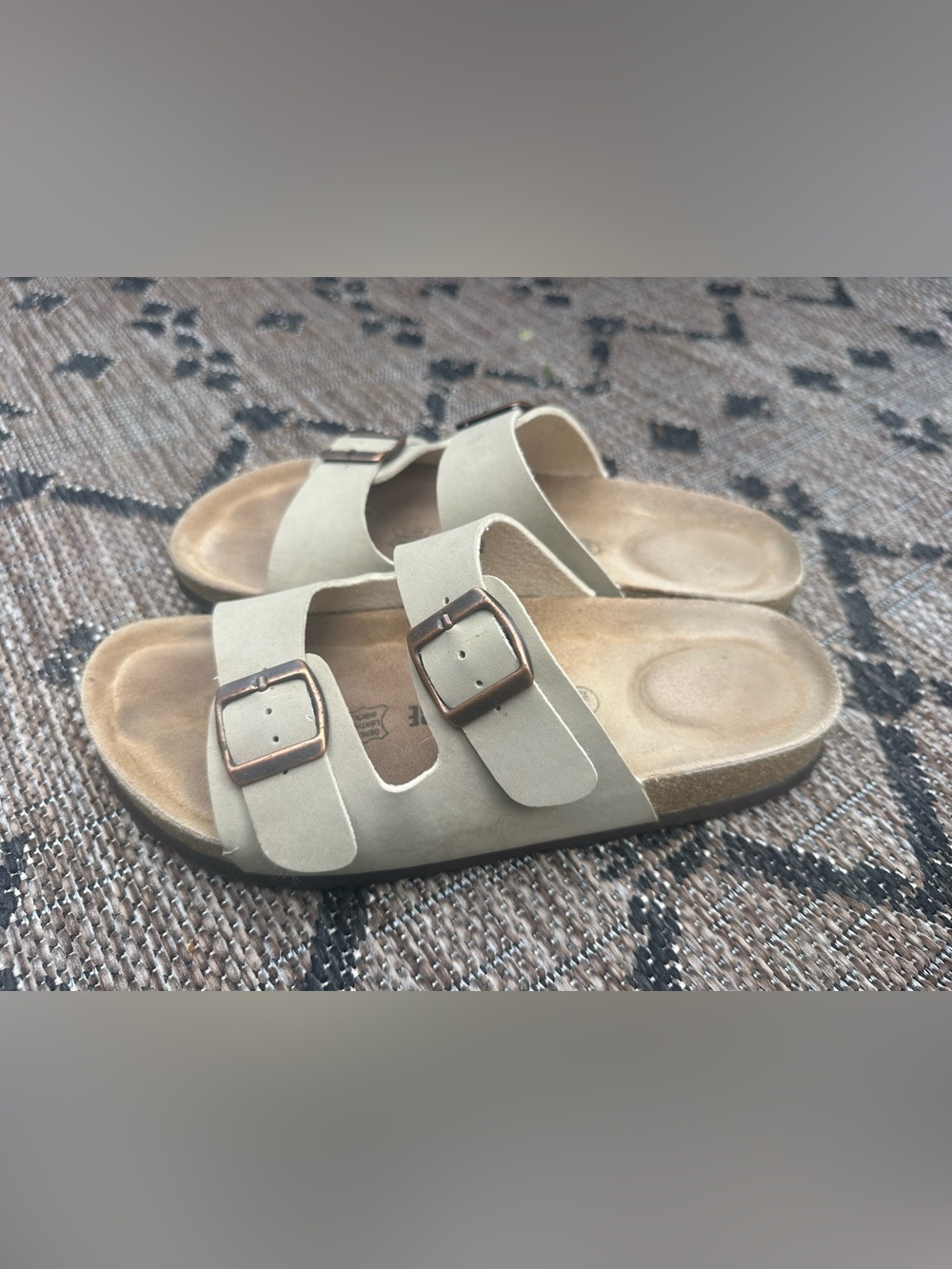 Women's Cushionaire Double-Buckle Slide Sandals in Light Beige size 8.5